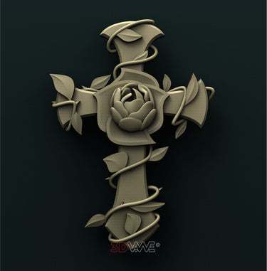 CROSS AND A ROSE 3D STL 3DWave